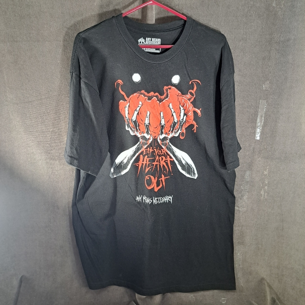 Any Means Necessary Eat Your Heart Out Black Red White Graphic Tee NEW 2XL OOP